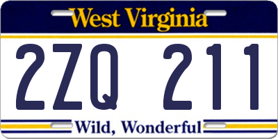 WV license plate 2ZQ211