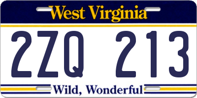 WV license plate 2ZQ213