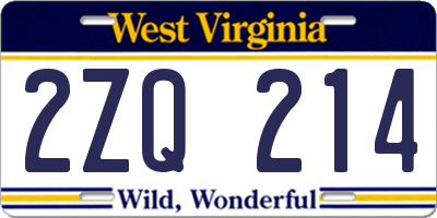 WV license plate 2ZQ214