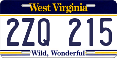 WV license plate 2ZQ215