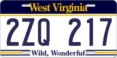 WV license plate 2ZQ217