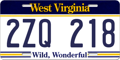 WV license plate 2ZQ218