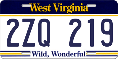 WV license plate 2ZQ219