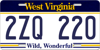 WV license plate 2ZQ220