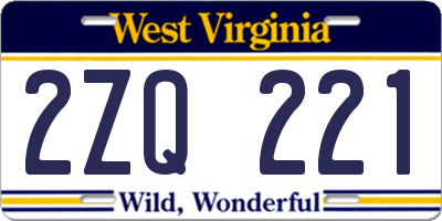 WV license plate 2ZQ221