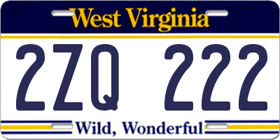 WV license plate 2ZQ222
