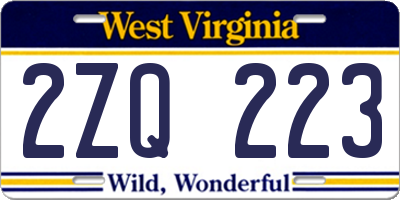 WV license plate 2ZQ223
