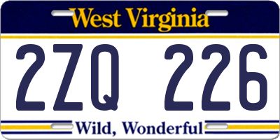 WV license plate 2ZQ226