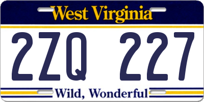 WV license plate 2ZQ227