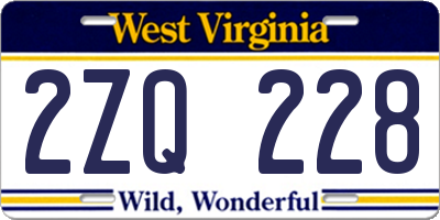 WV license plate 2ZQ228