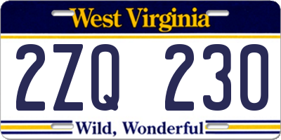WV license plate 2ZQ230