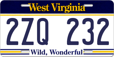 WV license plate 2ZQ232