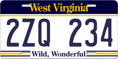 WV license plate 2ZQ234