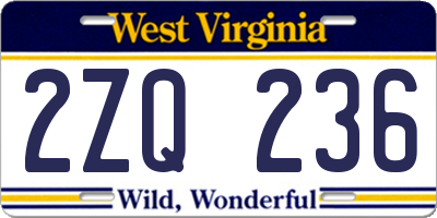 WV license plate 2ZQ236