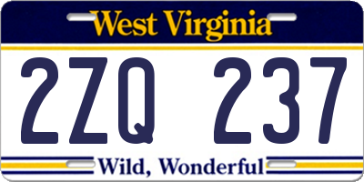 WV license plate 2ZQ237
