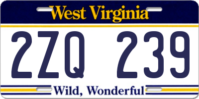 WV license plate 2ZQ239
