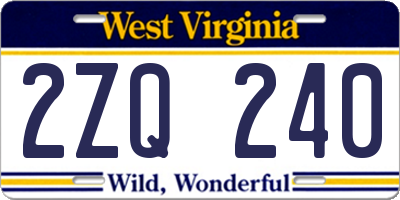 WV license plate 2ZQ240
