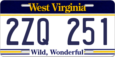 WV license plate 2ZQ251