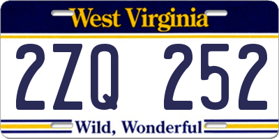 WV license plate 2ZQ252