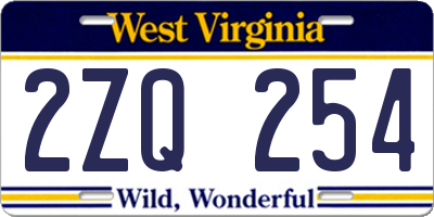 WV license plate 2ZQ254