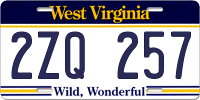 WV license plate 2ZQ257