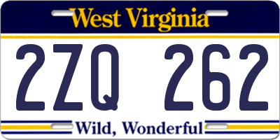 WV license plate 2ZQ262