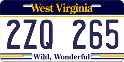 WV license plate 2ZQ265