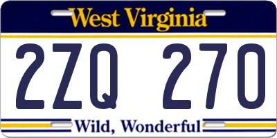 WV license plate 2ZQ270