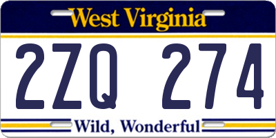 WV license plate 2ZQ274