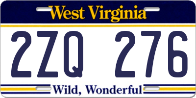 WV license plate 2ZQ276