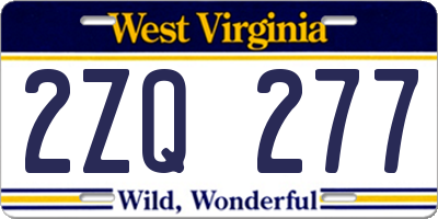 WV license plate 2ZQ277