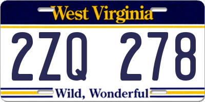 WV license plate 2ZQ278