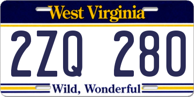 WV license plate 2ZQ280