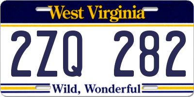 WV license plate 2ZQ282