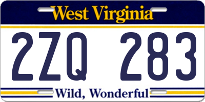 WV license plate 2ZQ283