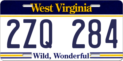 WV license plate 2ZQ284