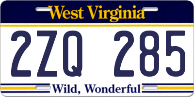 WV license plate 2ZQ285