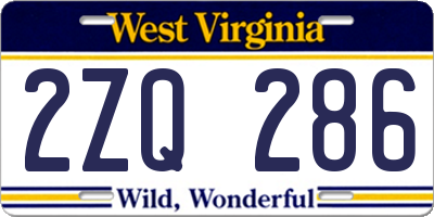 WV license plate 2ZQ286