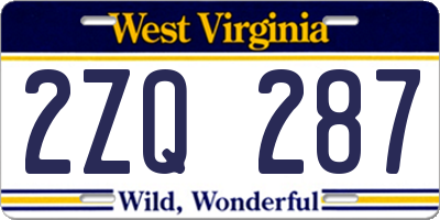 WV license plate 2ZQ287