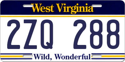 WV license plate 2ZQ288