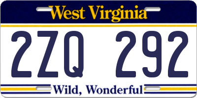 WV license plate 2ZQ292