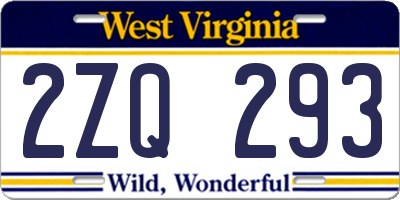 WV license plate 2ZQ293