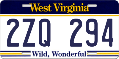WV license plate 2ZQ294