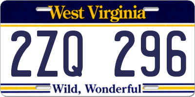 WV license plate 2ZQ296