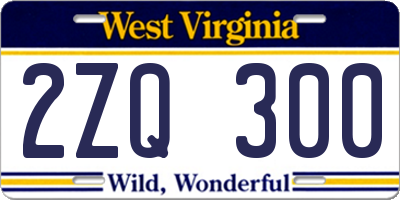 WV license plate 2ZQ300