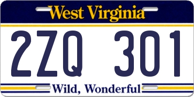 WV license plate 2ZQ301