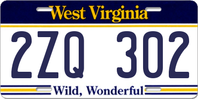 WV license plate 2ZQ302