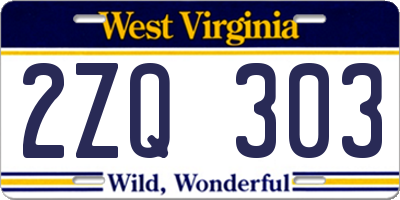 WV license plate 2ZQ303