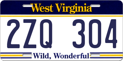 WV license plate 2ZQ304