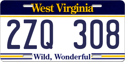 WV license plate 2ZQ308